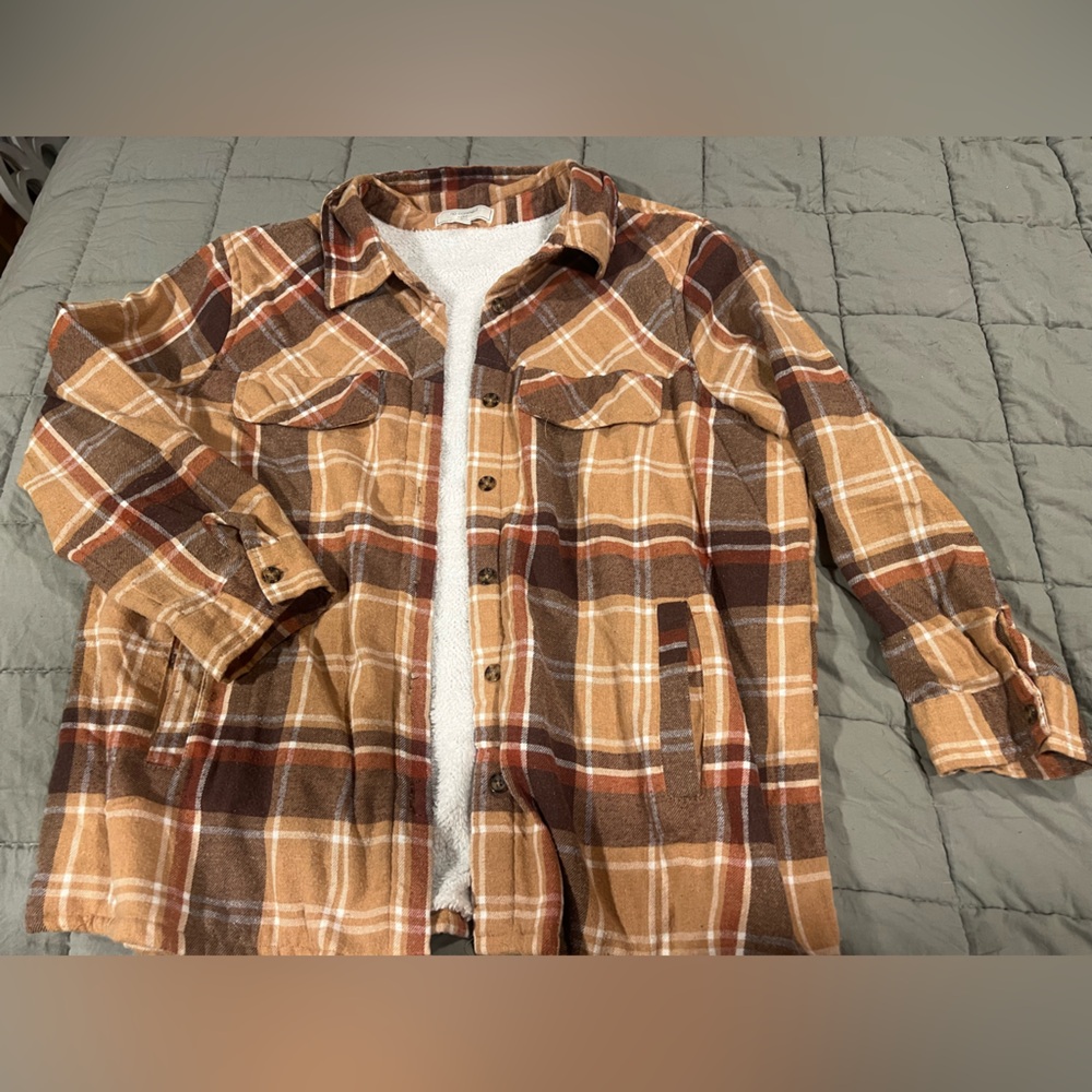 Plaid Button-Up Shirt Jacket